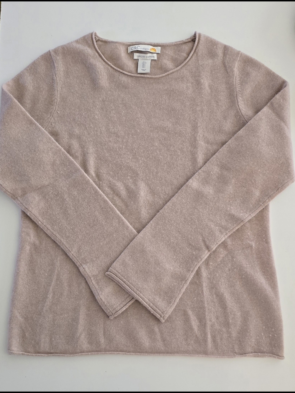 C&C California Women's 2 Ply Cashmere Sweater in Blush